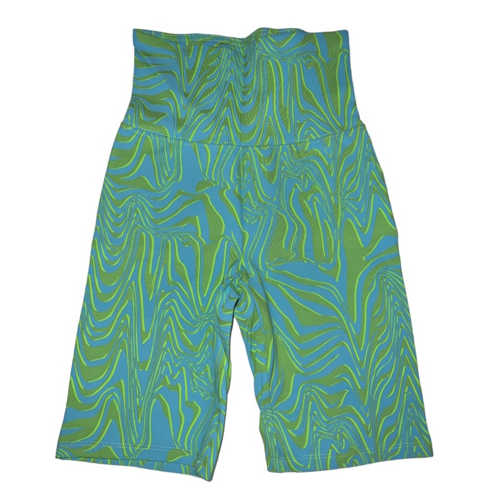 BP. Women's High-Waist Green Blue Neon Biker Shorts Size Small NWT🦎🌵